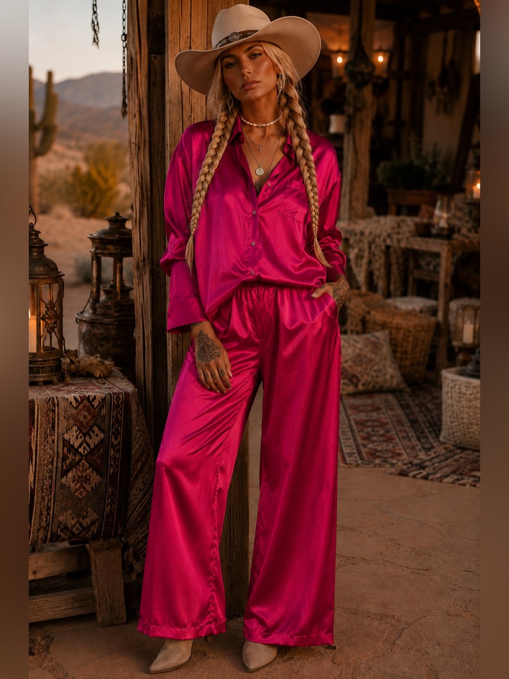 Vogue Vibes Fuchsia Silk Style Set